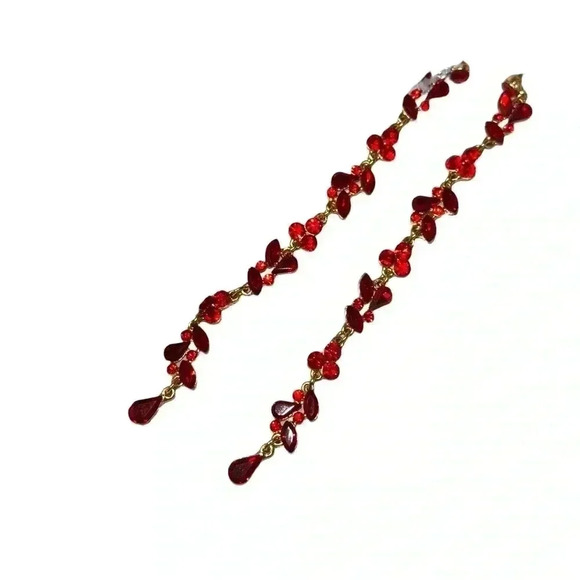 Absolutely GORGEOUS!!Elegant Red Gemstone Earrings - Polished Gold-Tone Setting” - Picture 12 of 14